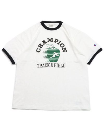 画像1: CHAMPION S/S RINGER TEE-WHITE/BLACK