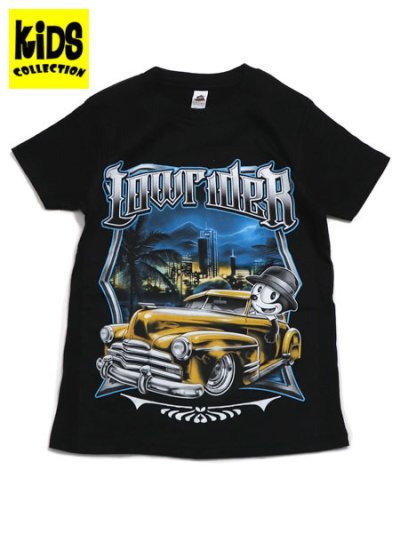 画像1: 【KIDS】STREET WEAR SUPPLY KIDS FLX THE CAT LOWRIDER YEL CAR TEE