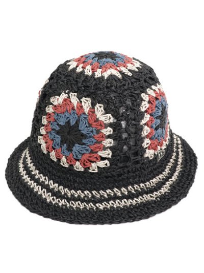 画像1: NEW ERA CROCHET KNIT PAPER BUCKET BK/SND/RYL/LOG