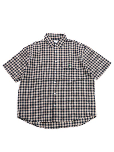 画像1: 【送料無料】WHIMSY SOCKS STICHED GINGHAM SS SHIRT NAVY