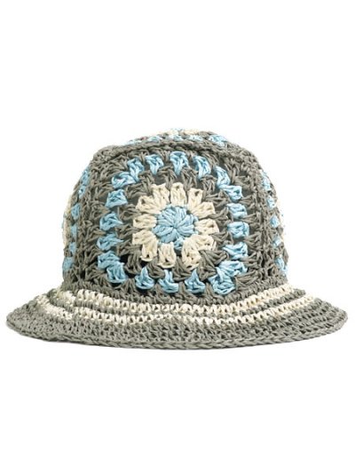 画像2: NEW ERA CROCHET KNIT PAPER BUCKET BEG/CRM WH/BLU