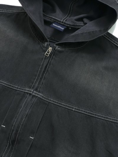 画像3: 【送料無料】INTERBREED MASH UP DENIM HOODIE BLACK