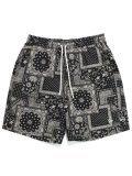 NEW ERA FLORAL PAISLEY WOVEN SHORT PANTS BLACK