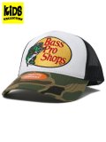 【KIDS】BASS PRO SHOPS YOUTH EMB LOGO MESH BACK CAP WH/BK/CAMO