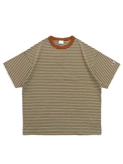 画像1: CHAMPION US COTTON BORDER TEE-MEDIUM BROWN