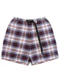 【送料無料】MANASTASH WASHED PLAID SHORT PURPLE