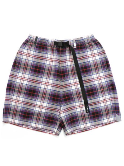 画像1: 【送料無料】MANASTASH WASHED PLAID SHORT PURPLE
