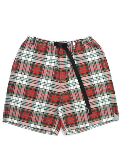 画像1: 【送料無料】MANASTASH WASHED PLAID SHORT RED