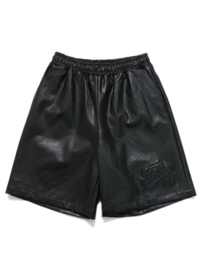 画像1: 【送料無料】FUBU FAUX LEATHER SHORT PANTS BLACK