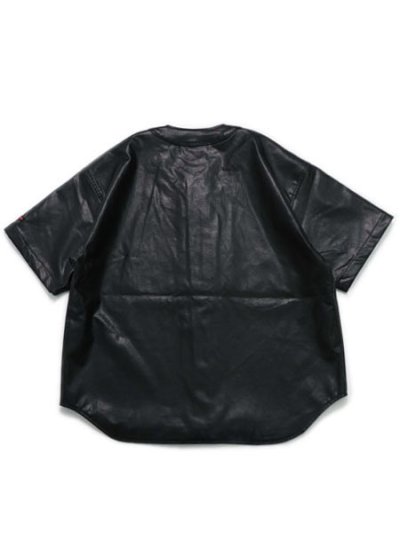 画像2: 【送料無料】FUBU FAUX LEATHER BASEBALL SHIRTS BLACK