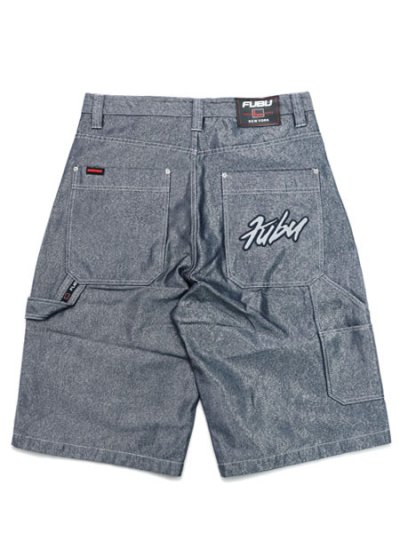 画像2: 【送料無料】FUBU METALLIC DENIM SHORT PANTS SILVER
