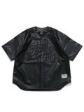【送料無料】FUBU FAUX LEATHER BASEBALL SHIRTS BLACK