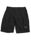 【送料無料】C.P.COMPANY CTN GABARDINE PPT CARGO SHORTS BLACK