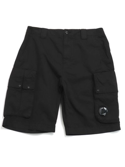 画像1: 【送料無料】C.P.COMPANY CTN GABARDINE PPT CARGO SHORTS BLACK