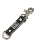 【送料無料】B.B.SIMON BLACK & CLEAR LEATHER KEY CHAIN