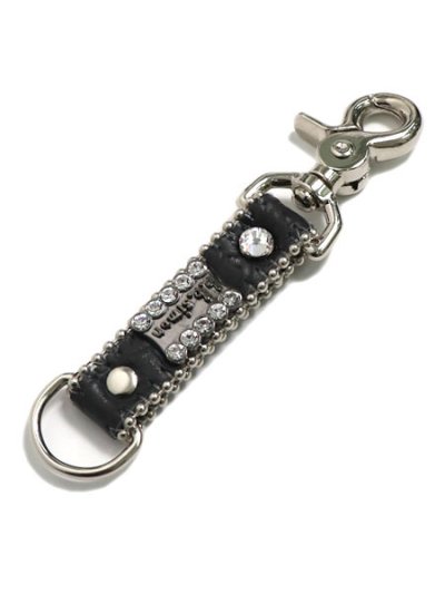 画像1: 【送料無料】B.B.SIMON BLACK & CLEAR LEATHER KEY CHAIN