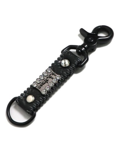 画像1: 【送料無料】B.B.SIMON CLEAR BLACK LEATHER KEY CHAIN 2