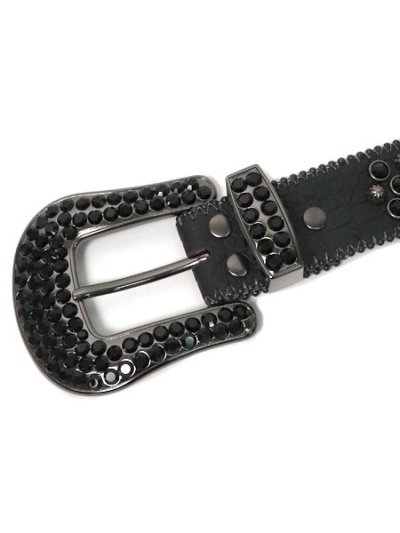 画像2: 【送料無料】B.B.SIMON LAVASAN BLACK JET LEATHER BELT
