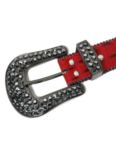 画像2: 【送料無料】B.B.SIMON LAVASAN RED SNAKE HEMATITE LEATHER BELT