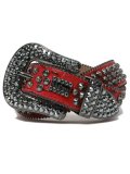 【送料無料】B.B.SIMON LAVASAN RED SNAKE HEMATITE LEATHER BELT