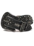 【送料無料】B.B.SIMON LAVASAN BLACK JET LEATHER BELT