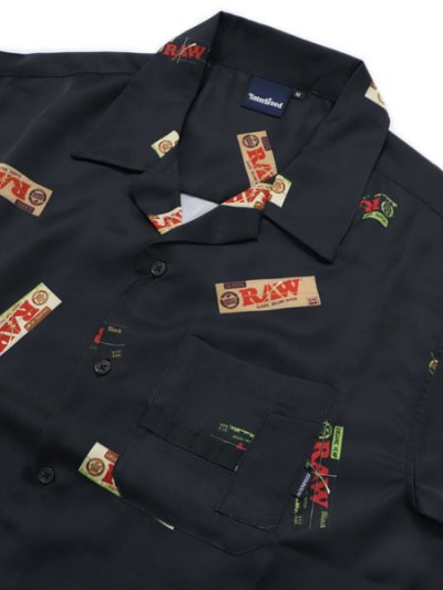 画像3: 【送料無料】INTERBREED RAW PAPERS OPEN COLLAR SHIRT BLACK