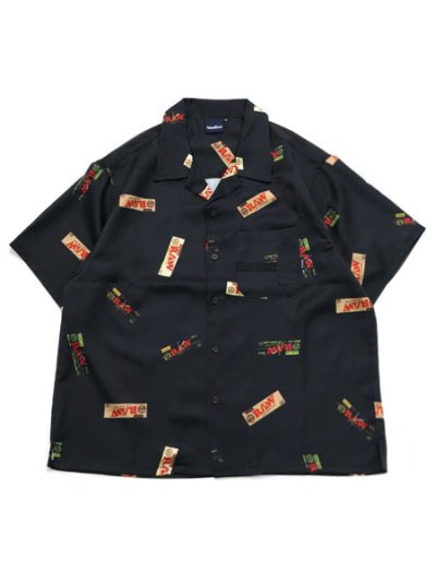 画像1: 【送料無料】INTERBREED RAW PAPERS OPEN COLLAR SHIRT BLACK