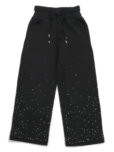 画像1: 【送料無料】GUAPI OBSIDIAN BLK EMBELLISHED FLARED SWEAT PT