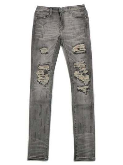 画像1: 【送料無料】mnml X284 MOTO SKINNY DENIM GRAY/BLUE