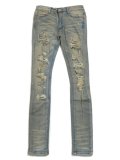 【送料無料】mnml X201 RHINESTONE SKINNY DENIM BLUE