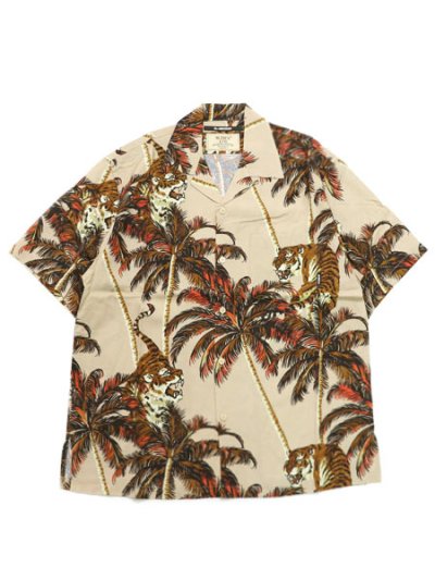 画像1: 【送料無料】AVIREX ALOHA SHIRT TIGER & PALM TREE LT PINK