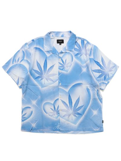 画像1: 【送料無料】HUF LOVE IN THE AIR RESORT SHIRT POOL BLUE