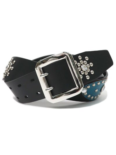 画像1: RAISE8 APPAREL 38MM LEATHER BELT BLACK/TURQUOISE/SILVER
