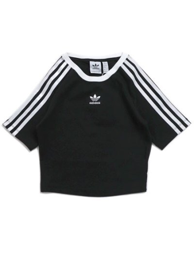 画像1: ADIDAS WMNS 3 STRIPES BABY TEE-BLACK