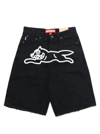 画像1: 【送料無料】ICECREAM BIG BLACK DENIM SHORTS BLACK CARAMEL