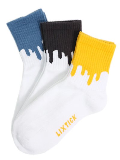 画像1: LIXTICK DRIP SOCKS 3PACK 8TH BLUE GRY/HONEY/GREY