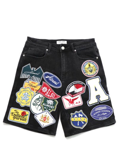 画像1: 【送料無料】ALMOST SOMEDAY PATCHWORK JORTS BLACK