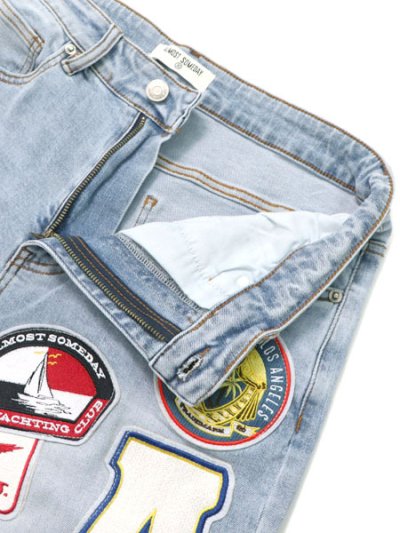 画像4: 【送料無料】ALMOST SOMEDAY PATCHWORK JORTS BLUE