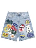 【送料無料】ALMOST SOMEDAY PATCHWORK JORTS BLUE