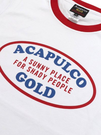 画像3: ACAPULCO GOLD OVAL LOGO LADY'S RINGER TEE WHITE/RED
