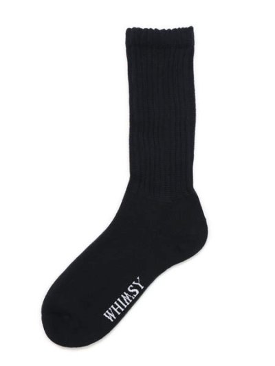 画像1: WHIMSY SOCKS LOOSE GUAGE RIB SOCKS BLACK