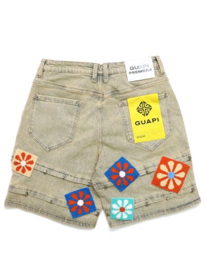 画像2: 【送料無料】GUAPI VINTAGE FLOWERS DENIM SHORTS