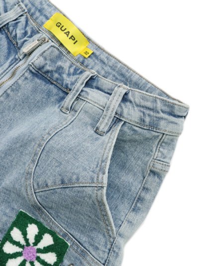 画像3: 【送料無料】GUAPI AQUA BLUE FLOWERS DENIM SHORTS