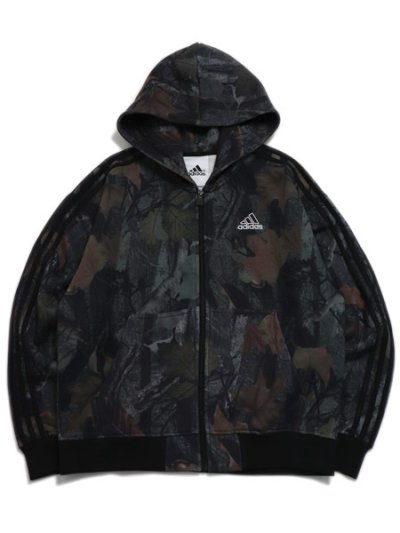 画像1: 【送料無料】ADIDAS CAMO HOODED FULL ZIP HOODIE-BLACK