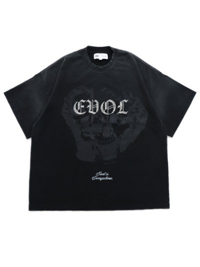 画像1: 【送料無料】EVOL BY FUTURE EVOL RHINESTONES SPLIT SKULL TEE FADED B