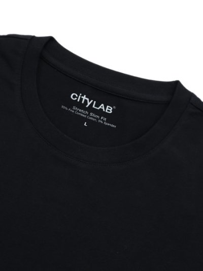 画像3: CITY LAB STRETCH SLIM FIT CREW NECK TEE-BLACK