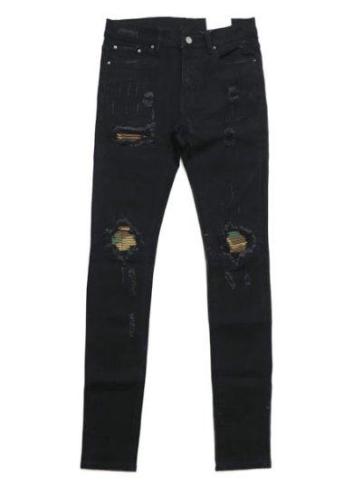 画像1: 【送料無料】mnml X204 CAMO STRETCH DENIM BLACK