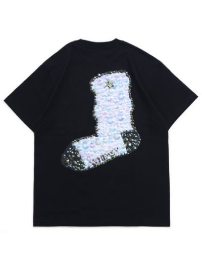画像1: WHIMSY SOCKS BEADED TRADEMARK TEE BLACK