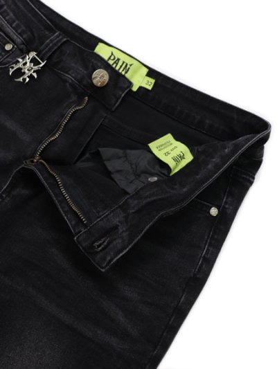 画像4: 【送料無料】PAIN LAB WASHED BLACK STACKED DENIM