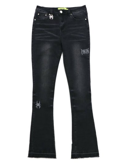 画像1: 【送料無料】PAIN LAB WASHED BLACK STACKED DENIM